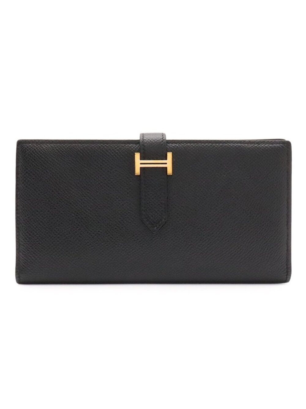 Hermes Bearn Soufflet Wallet Bifold Veau Epsom Black Gold